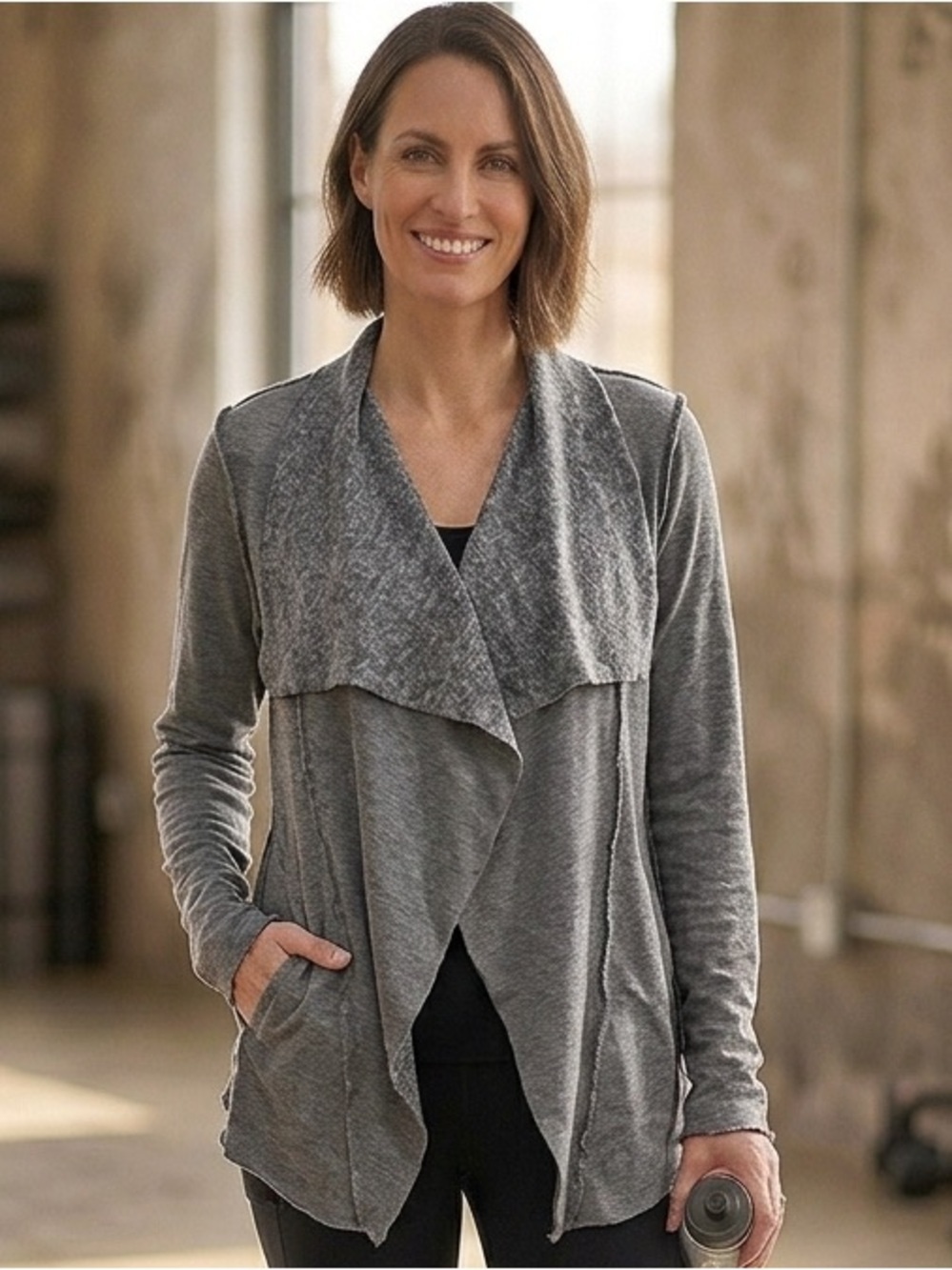 Altar'd State | Heather Gray Inside Out Drape Sweater with Pockets | Sz S